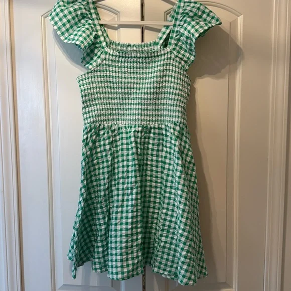 green emerald velvet dress Green Gingham Starlight Midi Dress main image 1